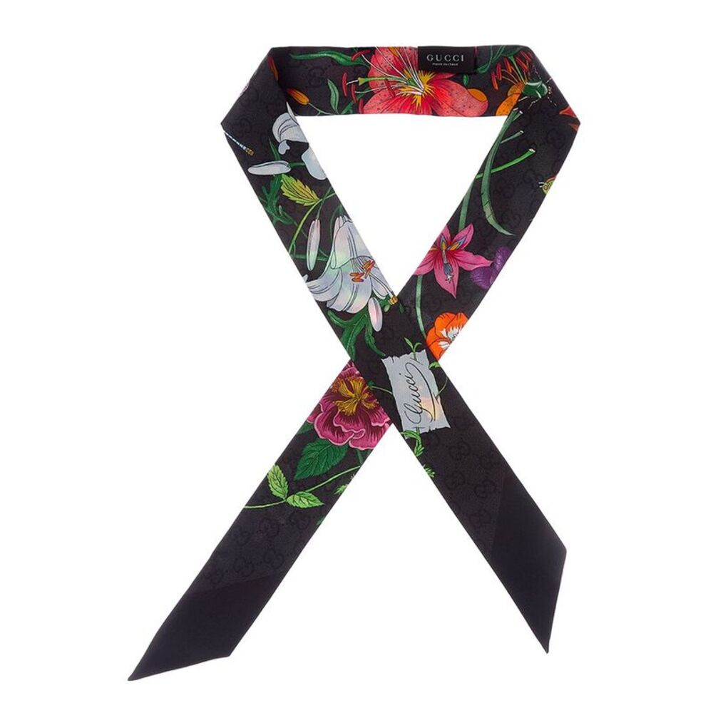 Gucci Gg Silk Scarf, Black